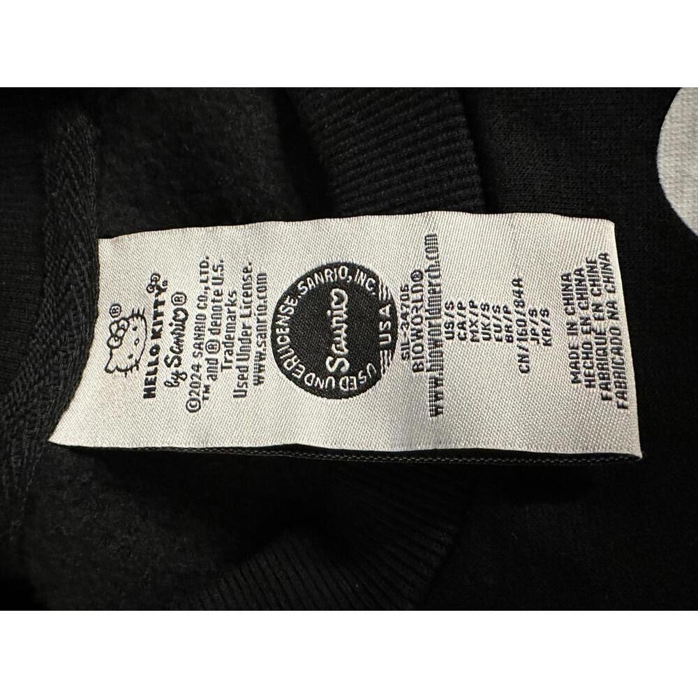 Sanrio Hello Kitty kawail black graphic cotton-blend fleece sweatshirt Size S - Picture 2 of 6